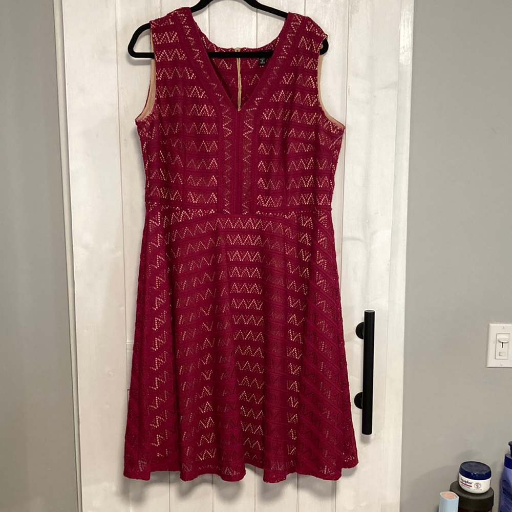 Crochet A-line Dress - Magenta